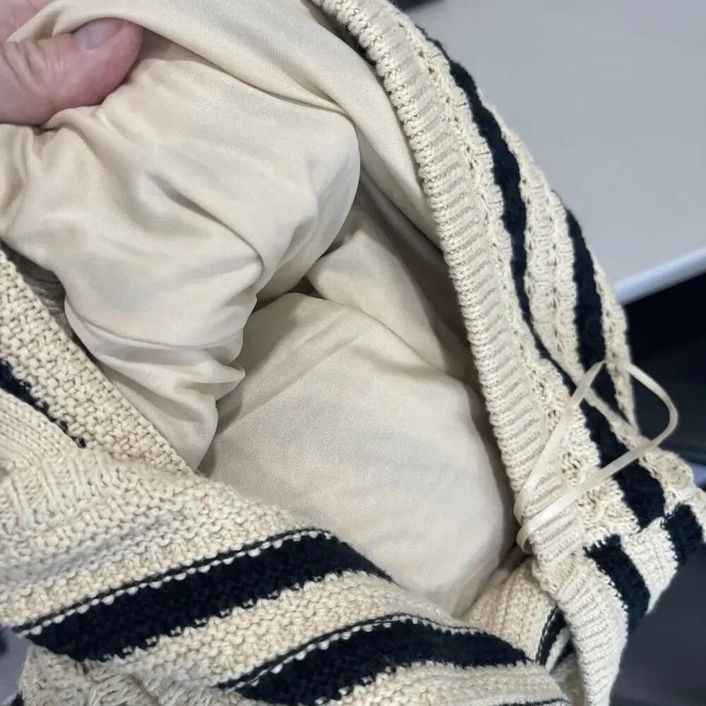 House of Harlow 1960 Tan Black Stripe Crochet Halter Midi Dress Size Small Boho - Picture 11 of 13